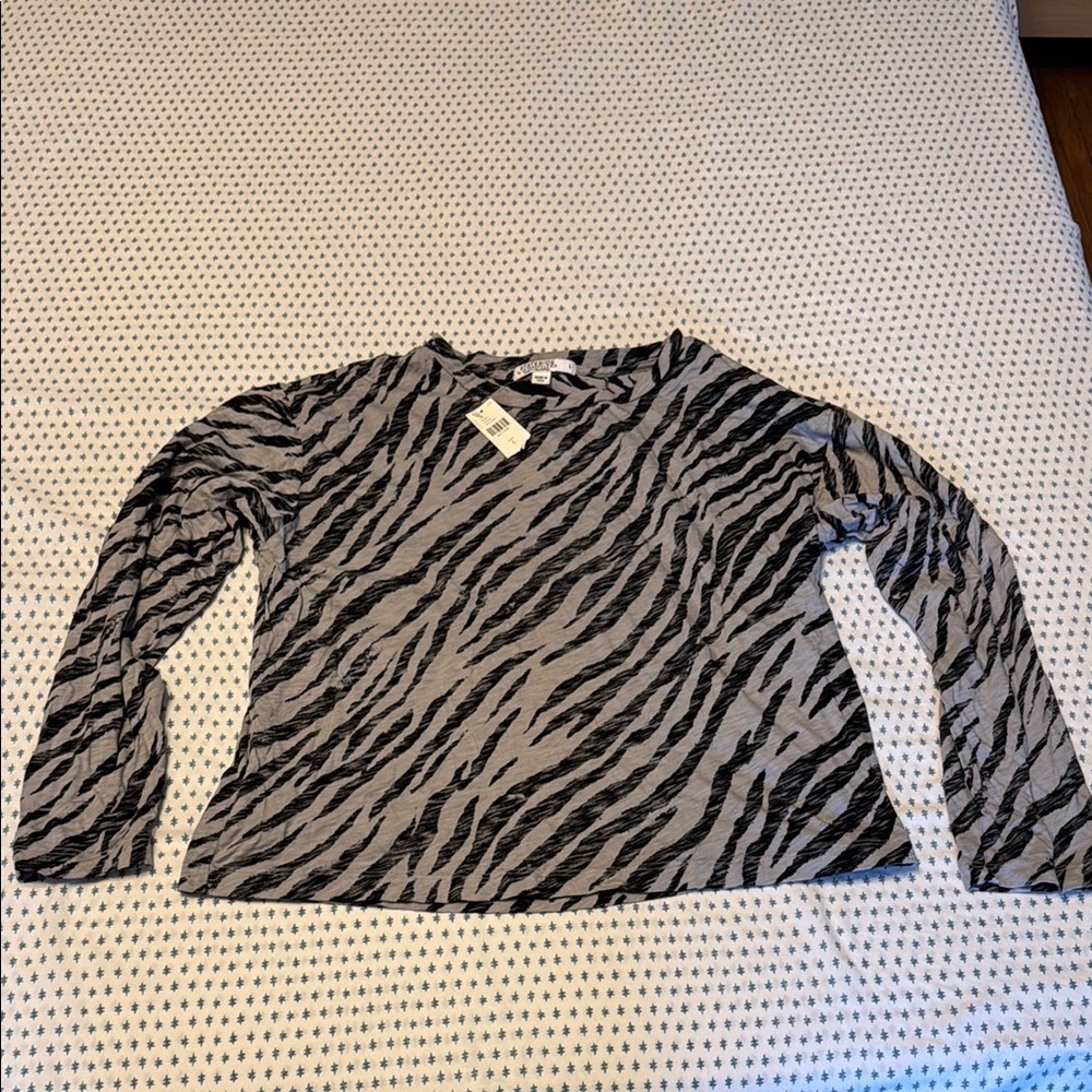 Stateside by Anthropologie Black and Gray Patterned Top